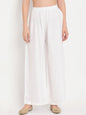 TAG 7 Women White Solid Straight Palazzos