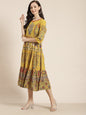 Juniper Women Mustard Cambric Printed Tiered Dress