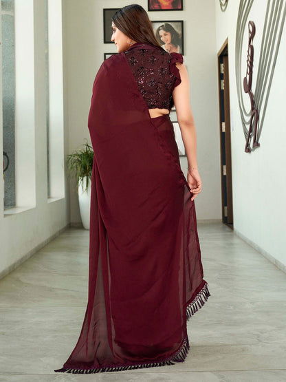 Tikhi Imli Solid Satin Saree