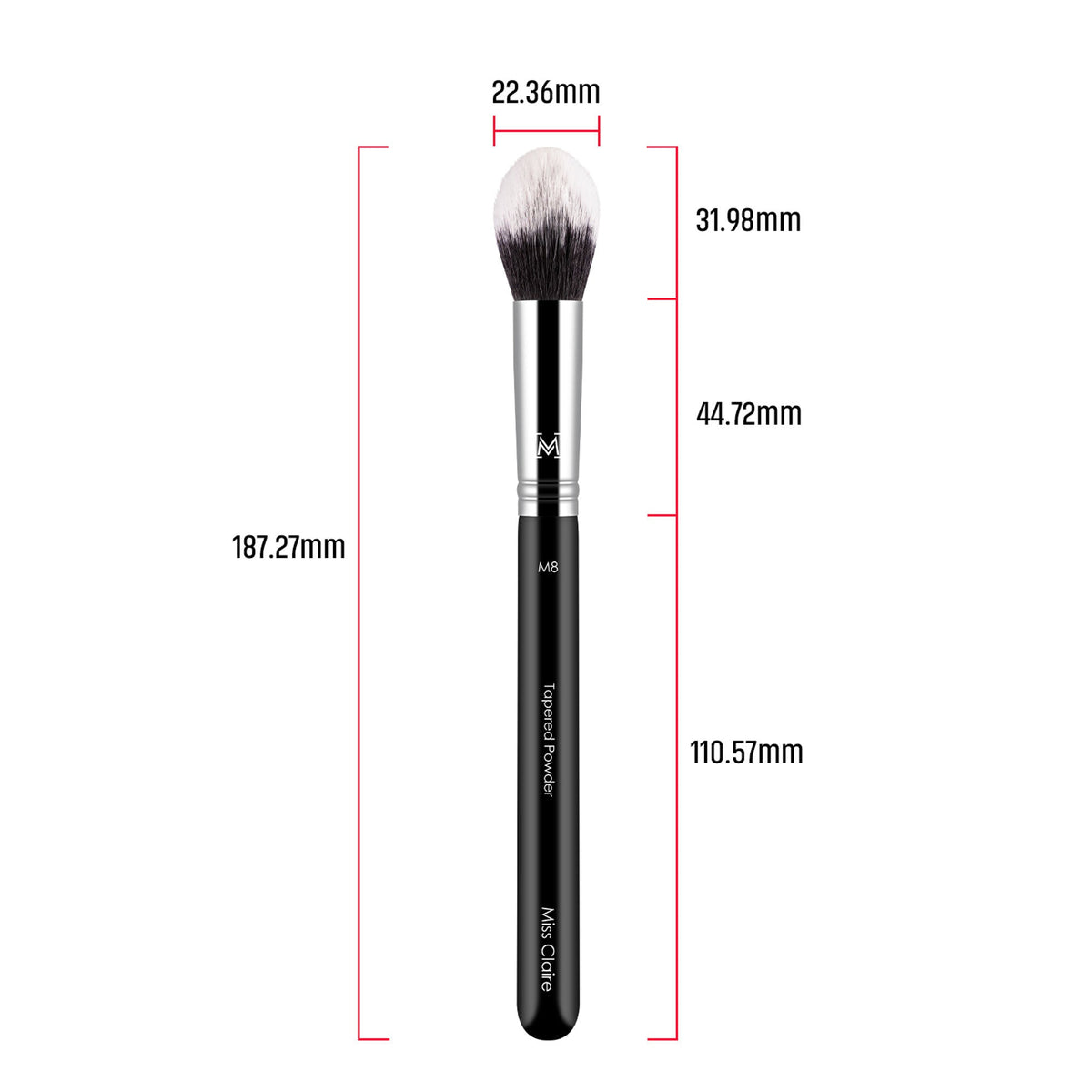 Miss Claire M8 - Tapered Powder (S) Brush - Chrome