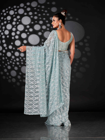 Tikhi Imli Blue Woven Design Ready to Wear Saree