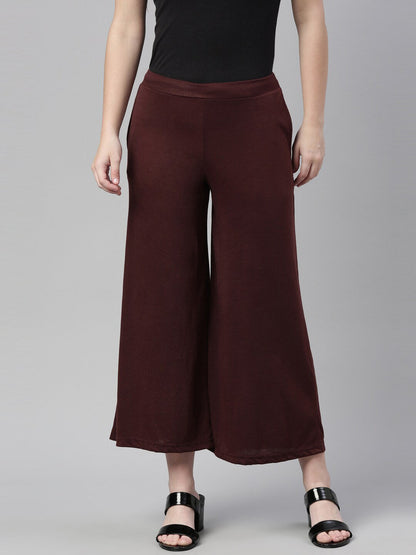 Souchii Women Brown Knitted Palazzos