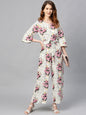 Juniper Women Offwhite Rayon Slub Printed Regular Jumpsuit