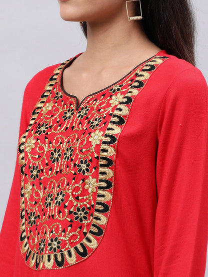 Souchii Women Ethnic Motifs Yoke Design Mirror Work Kurta
