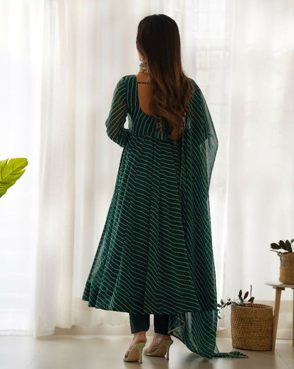 Joban Fashion Green Kurta Set Georgette Sequence Embroidery Work