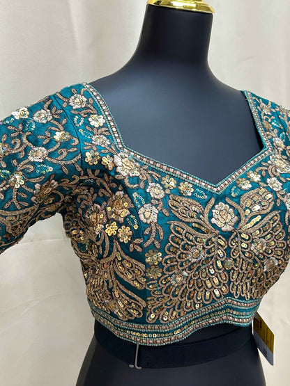 Designer Blouse : Teal green
