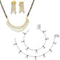 AanyaCentric Gold-Polished Mangalsutra Pendant Earring Set & Silver Plated Anklet