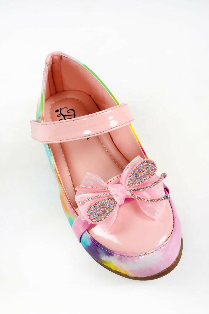 Tiny Bugs Girls Party Wear Velcro Ballerinas - Pink