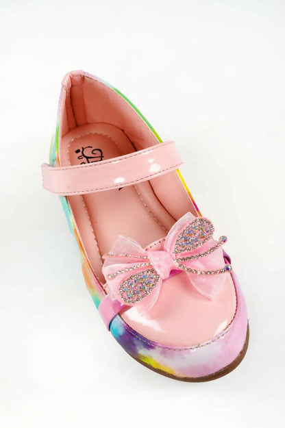 Tiny Bugs Girls Party Wear Velcro Ballerinas - Pink