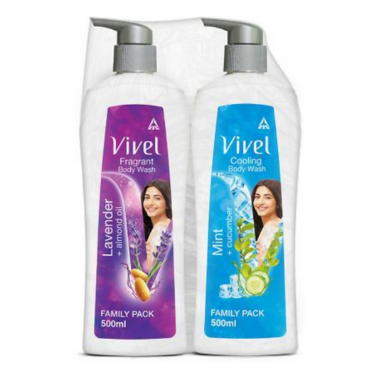 Vivel Body Wash, Lavender & Almond Oil And Mint & Cucumber, Shower Creme Combo Pack