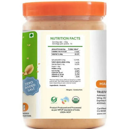 Truefarm Organic Peanut Butter Crunchy-Unsweetened