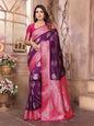 Joban Fashion Purple Banarasi Soft Silk Woven Saree
