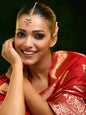 Ruby Raang Gold Polished Maroon Kundan Maang Tikka