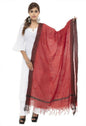 Mominos Fashion Moeza Cotton Black Temple Border Maroon Dupatta