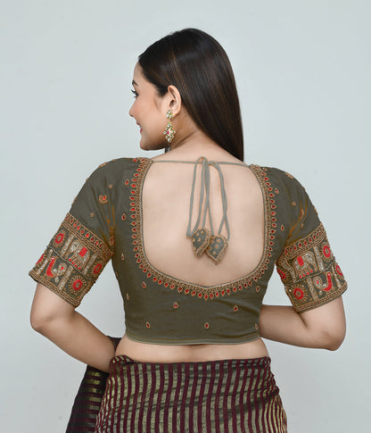 Joban Fashion Women's Green Embroidered Stitched Blouse