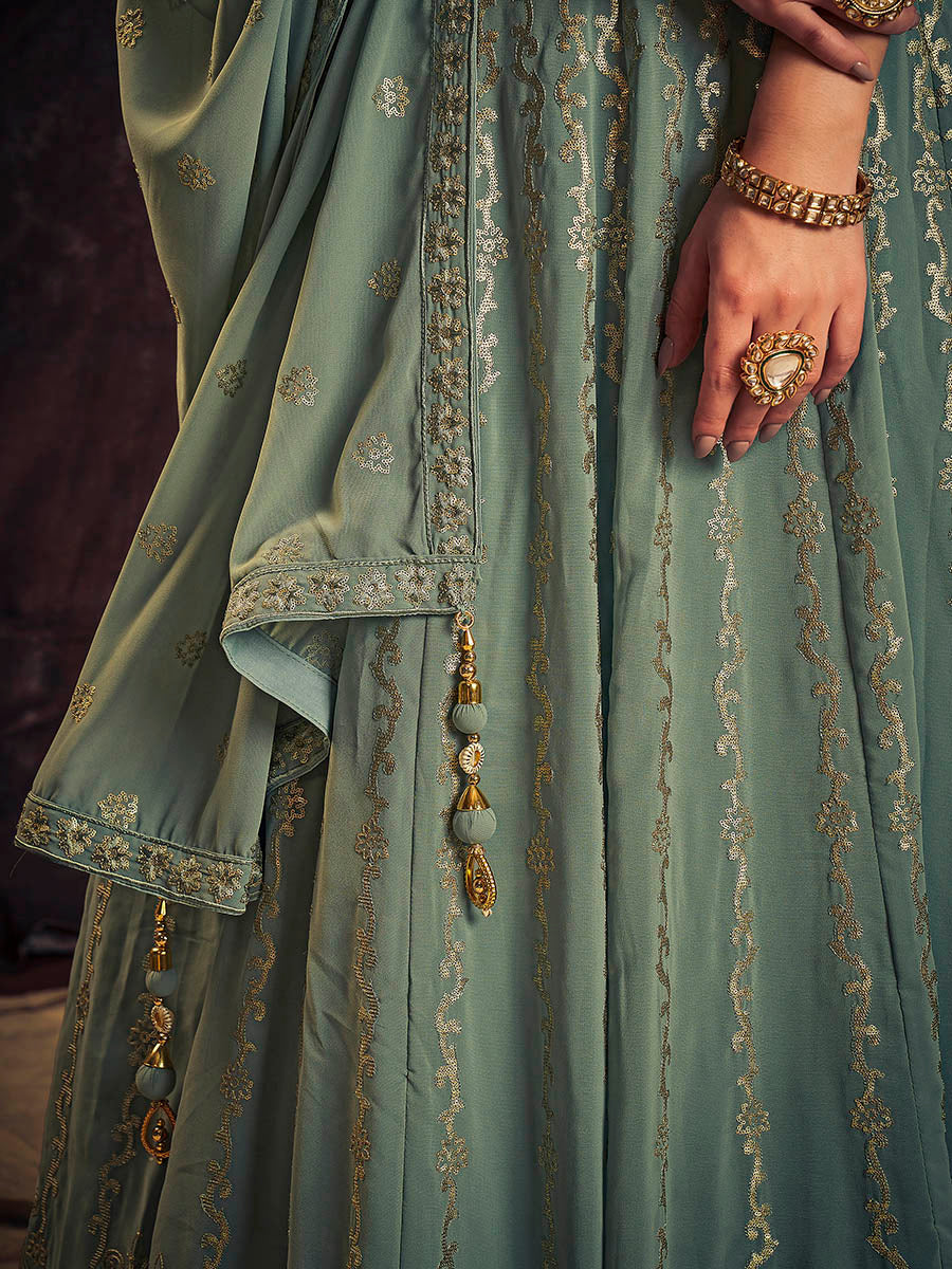 Myra Olive Real Georgette Designer Gown Style Suit