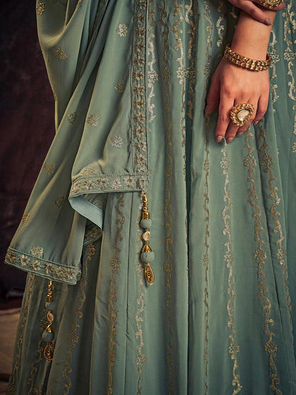 Myra Olive Real Georgette Designer Gown Style Suit