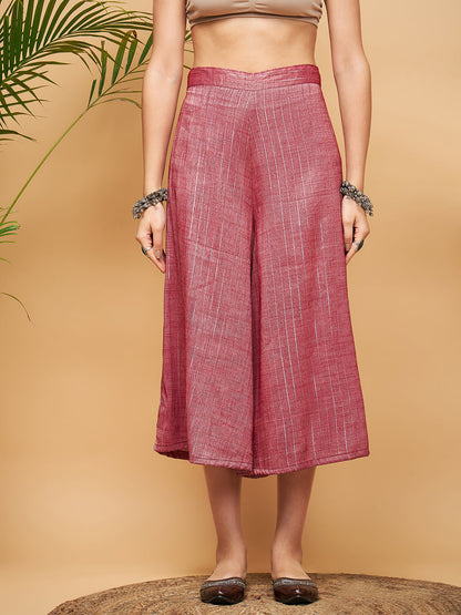 InWeave Women's Wine Lurex Short Pallazo Kurta Set