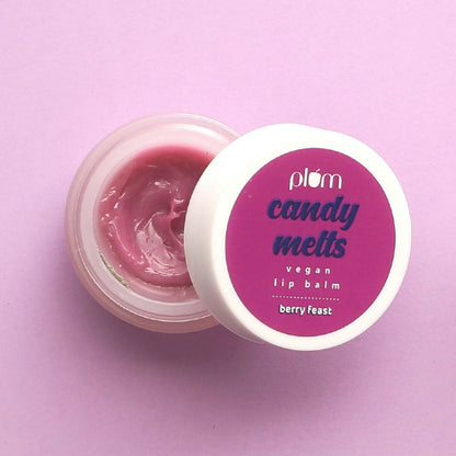 Plum Candy Melts Vegan Lip Balm Berry Feast For Dry & Chapped Lips, Natural SPF with Vitamin A
