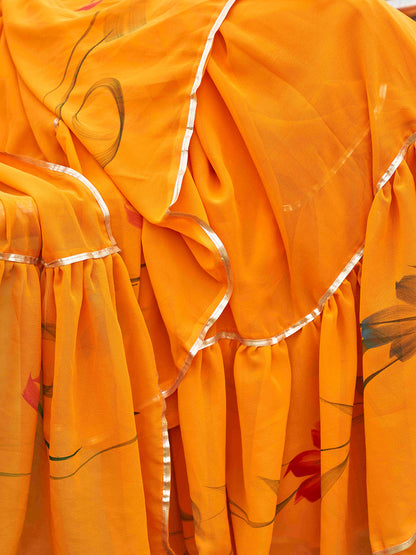 Tikhi Imli Mustard Yellow Gotta Patti Ruffles Saree