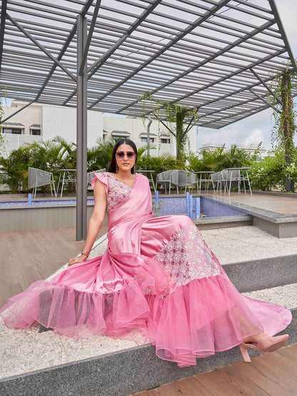 Tikhi Imli Sequinned Satin Ready to Wear Saree