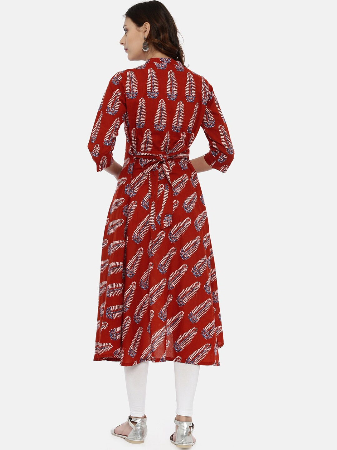 Souchii Maroon Printed A-Line Kurta