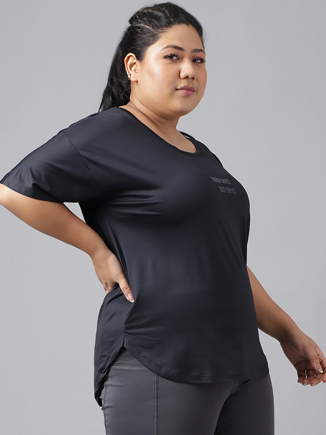 MKH Plus Size Typography Printed Dri-FIT Sports T-Shirt