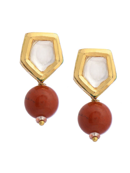 Ruby Raang Red Jasper Kundan Earrings