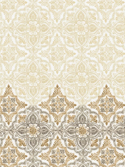 DDecor Beige & Grey Ethnic Motifs 180 TC Cotton 1 King Bedsheet with 2 Pillow Covers