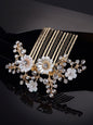 Panash Women Gold-Toned & White Embellished Comb Pin