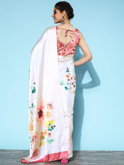 Saree Mall Floral Saree with Printed Border
