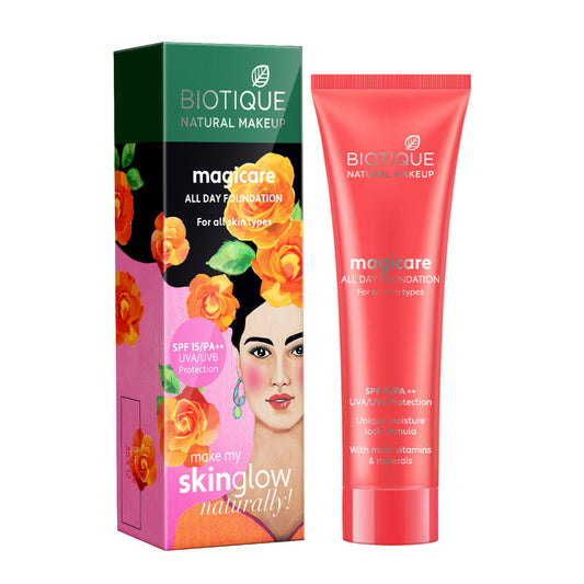 Biotique Natural Makeup Magicare All Day Foundation SPF 15 PA++ Seashell F601