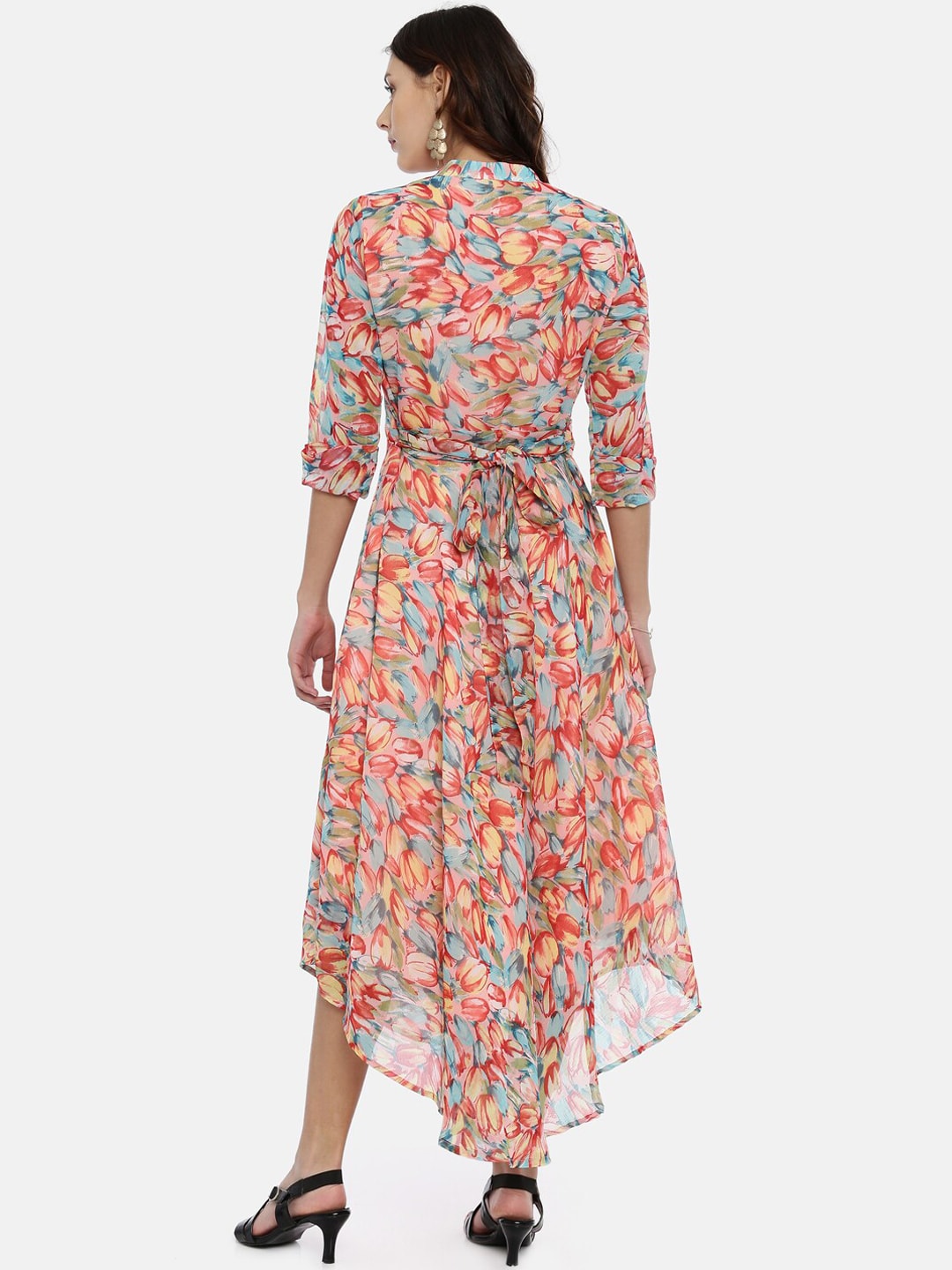 Souchii Multicoloured Floral Print Fit & Flare Asymmetric Dress