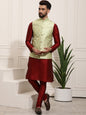 Sojanya Men Maroon Solid Kurta Set & Nehru Jacket