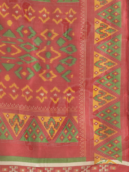 Saree Mall Rust Red & Mustard Yellow Printed Saree
