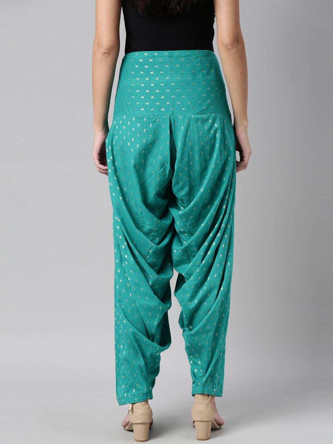 Souchii Sea Green Woven Design Pure Cotton Jacquard Patiala