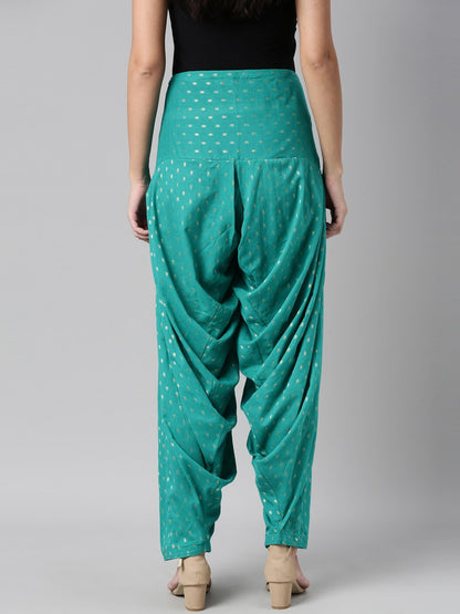 Souchii Sea Green Woven Design Pure Cotton Jacquard Patiala