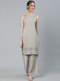 Aks Floral Embroidered Thread Work Sleeveless Kurta With Palazzos