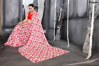 Aayaa Designer Printed Georgette Saree - Multi Color