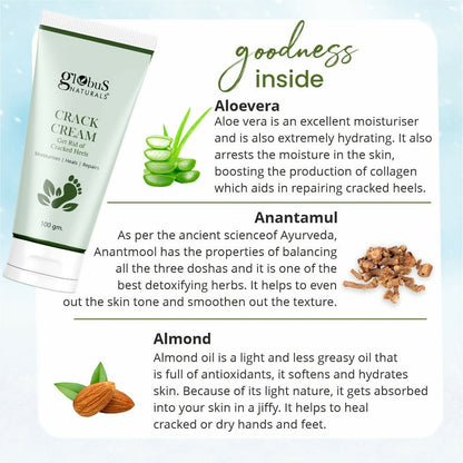 Globus Naturals Crack Cream for Dry & Cracked Heels & Feet