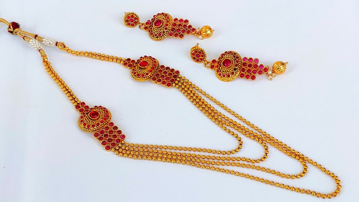 Pink Kemp Layer Necklace Set