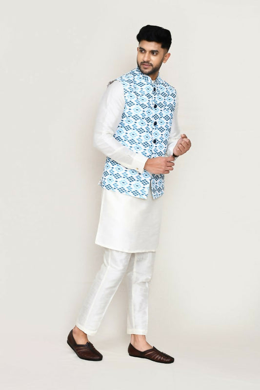 Joban Fashion White Colored Cotton Based Printed Work Men's Jacket