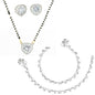 AanyaCentric Gold-Polished Mangalsutra Pendant Earring Set & Silver Plated Anklet