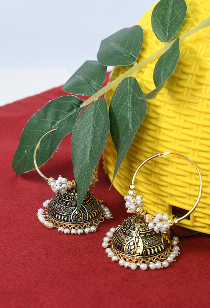Mominos Fashion Johar Kamal Women's Latest Designer Golden Color Jhumkas
