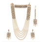 Mominos Fashion Rajwadi Gold-Polished Wirh Stone & Pearls Necklace Combo Set