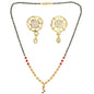 AanyaCentric Gold-Polished Short Mangalsutra Set with Earrings