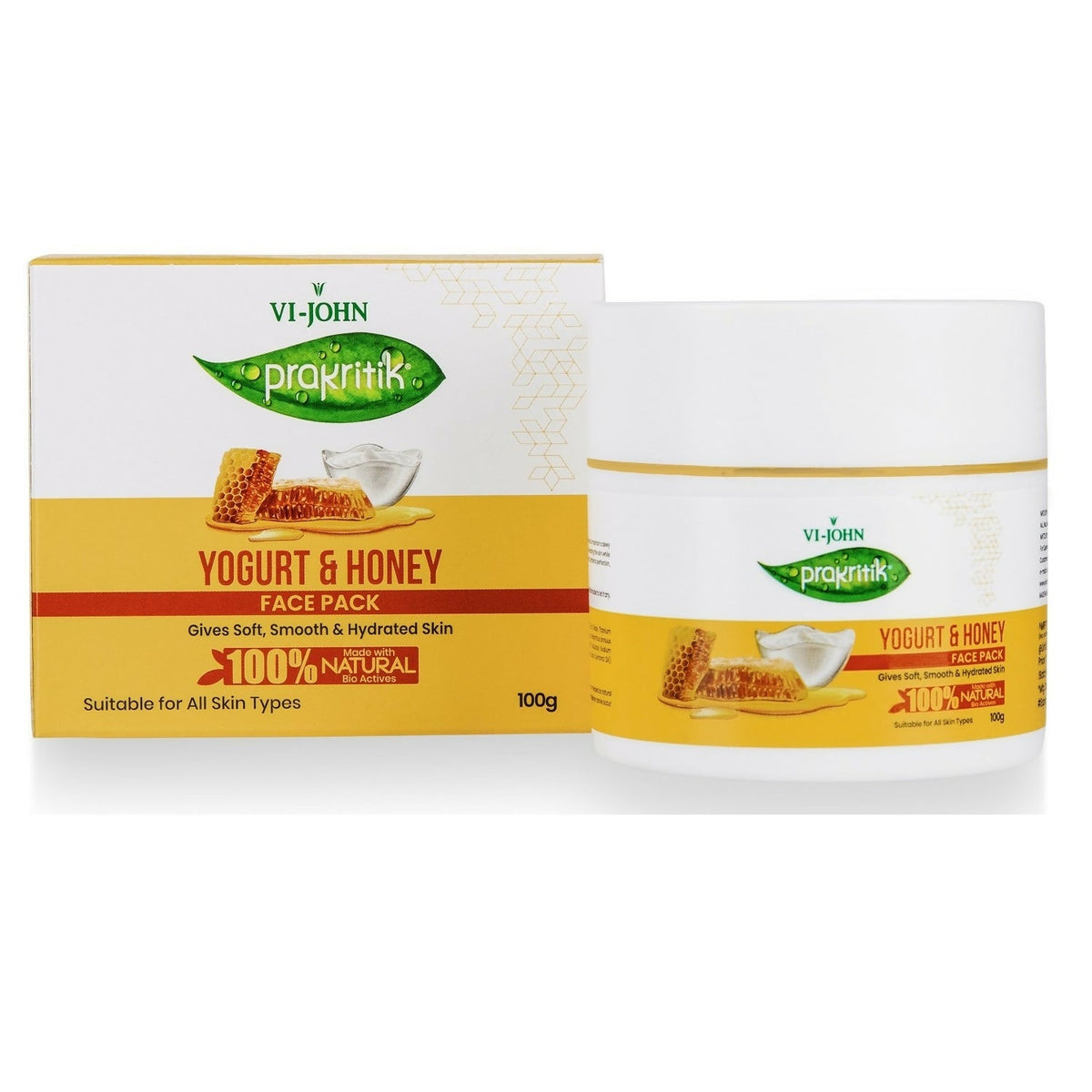 VI-JOHN Prakritik Yogurt & Honey Face Pack Restoresgmlow, Made With 100% Natural Bio Actives