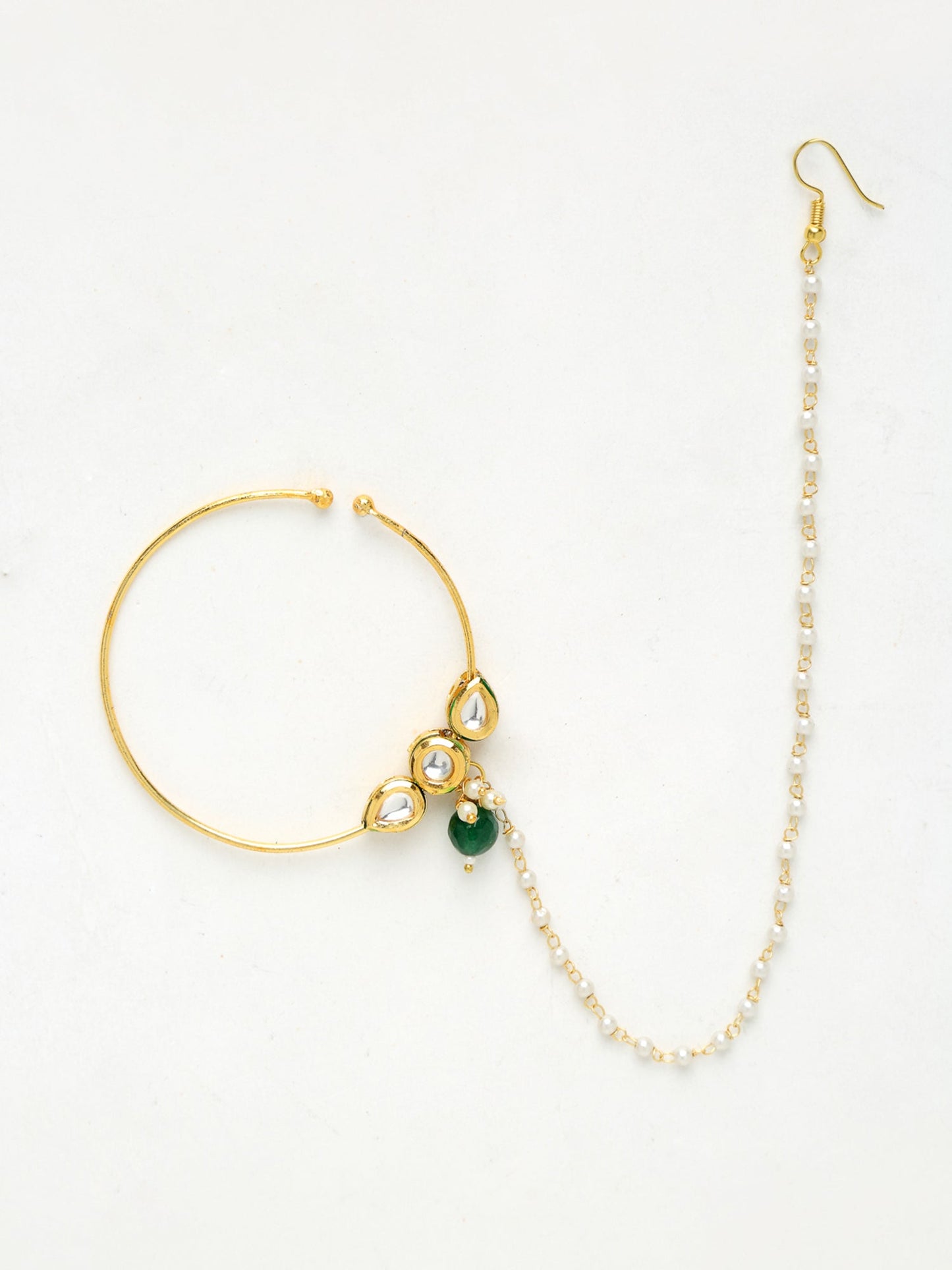 Kundan Nose Ring - Ruby Raang