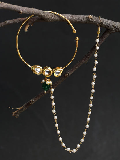 Kundan Nose Ring - Ruby Raang
