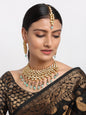 Kundan Neckpiece With Earrings And Maang Tikka - Ruby Raang